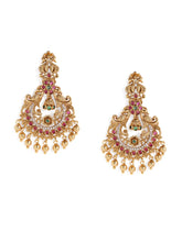 Peacock Ruby Temple Chandbali Drops