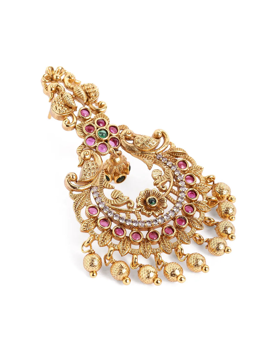 Peacock Ruby Temple Chandbali Drops