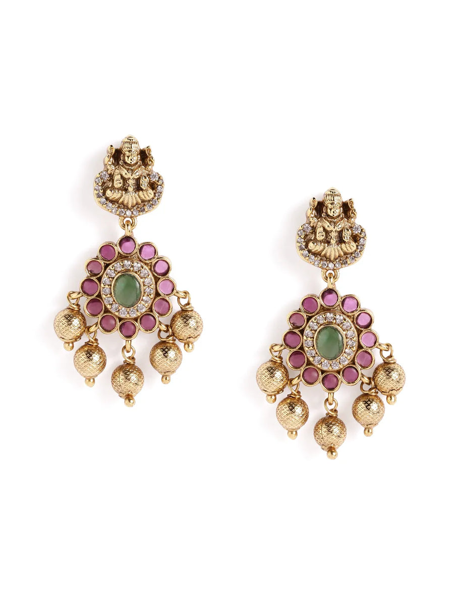 Temple Lakshmi Drops with Faux Ruby