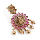 Lakshmi Motif CZ Ruby Dangle Earrings