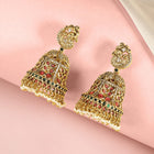 Royal Faux Ruby Dome Jhumka Earrings