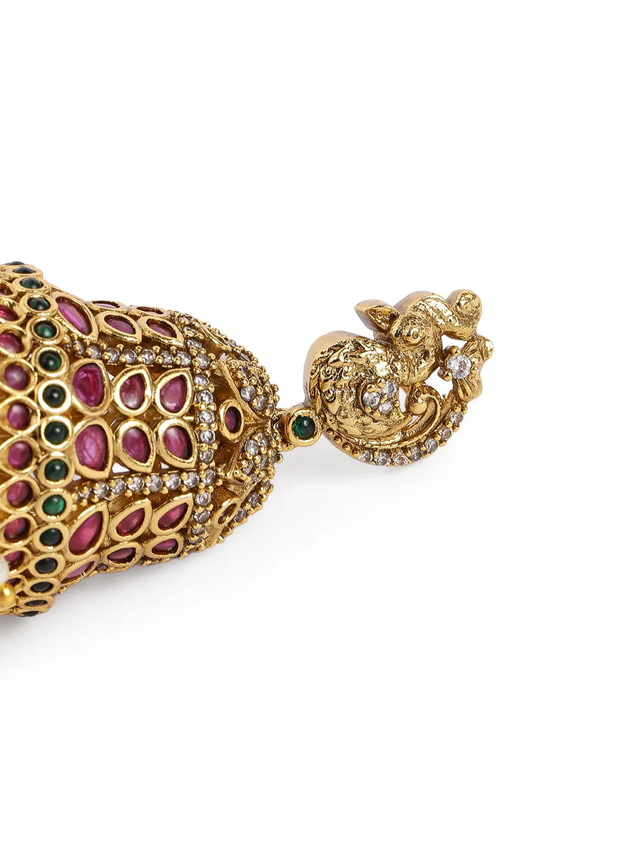 Royal Faux Ruby Dome Jhumka Earrings