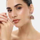 Sparkling CZ with Ruby Jhumka Earrings