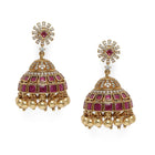 Sparkling CZ with Ruby Jhumka Earrings