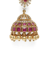 Sparkling CZ with Ruby Jhumka Earrings