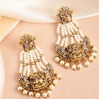 Divine Ganesha Motif Dangle Earrings - White