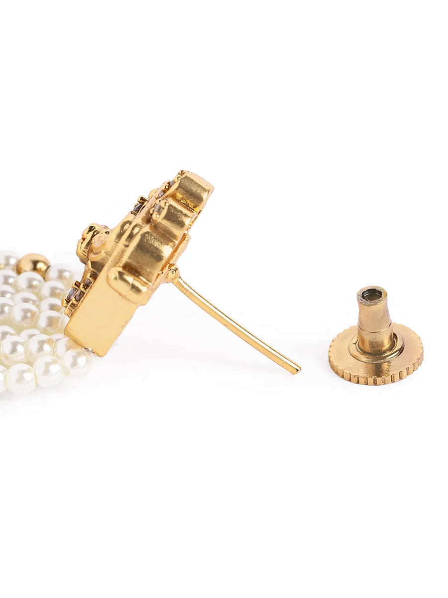 Divine Ganesha Motif Dangle Earrings - White