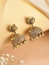 Peacock Glory Jhumkas with Kundan