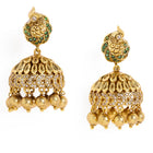 Peacock Glory Jhumkas with Kundan