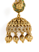 Peacock Glory Jhumkas with Kundan