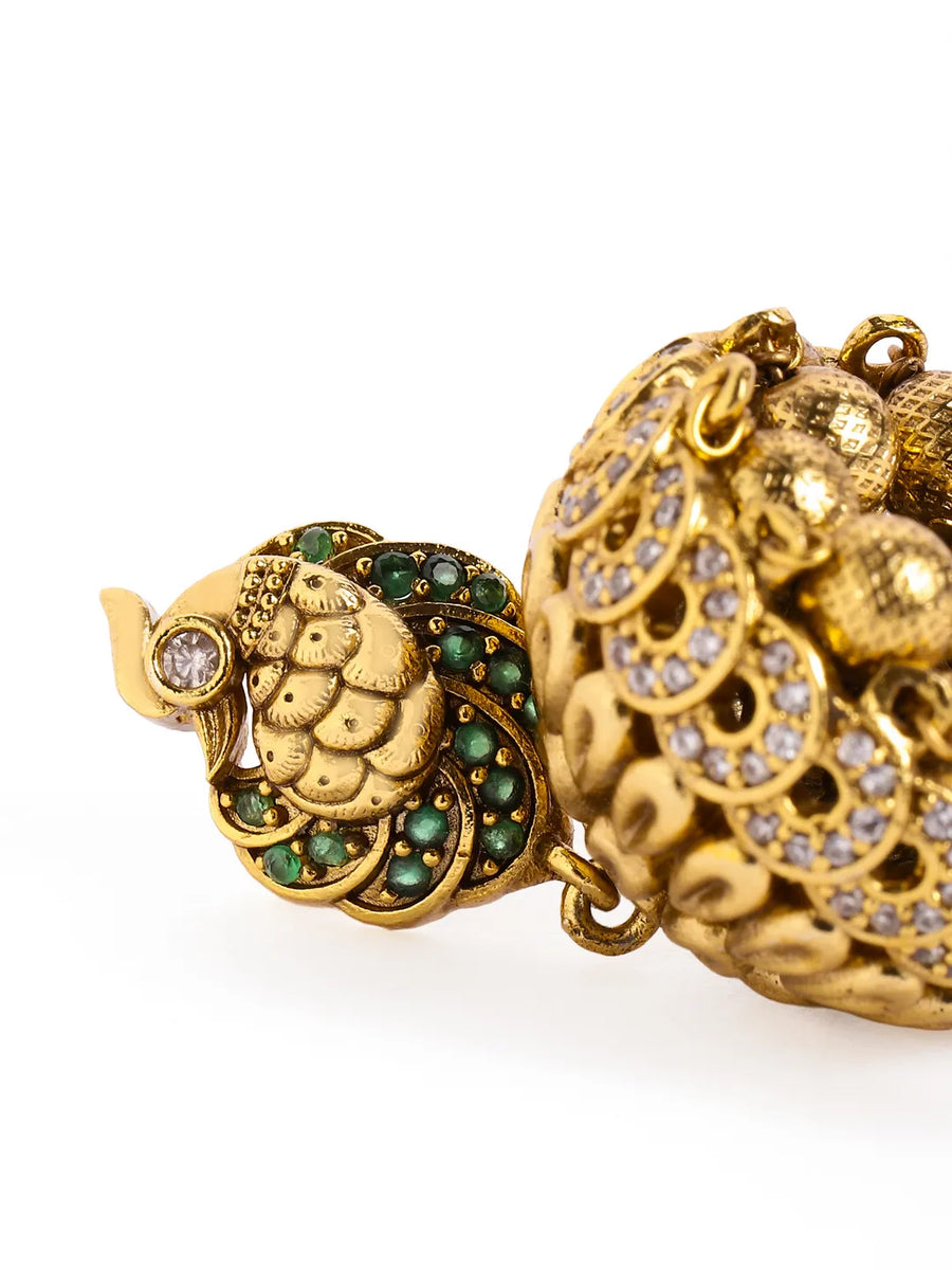 Peacock Glory Jhumkas with Kundan