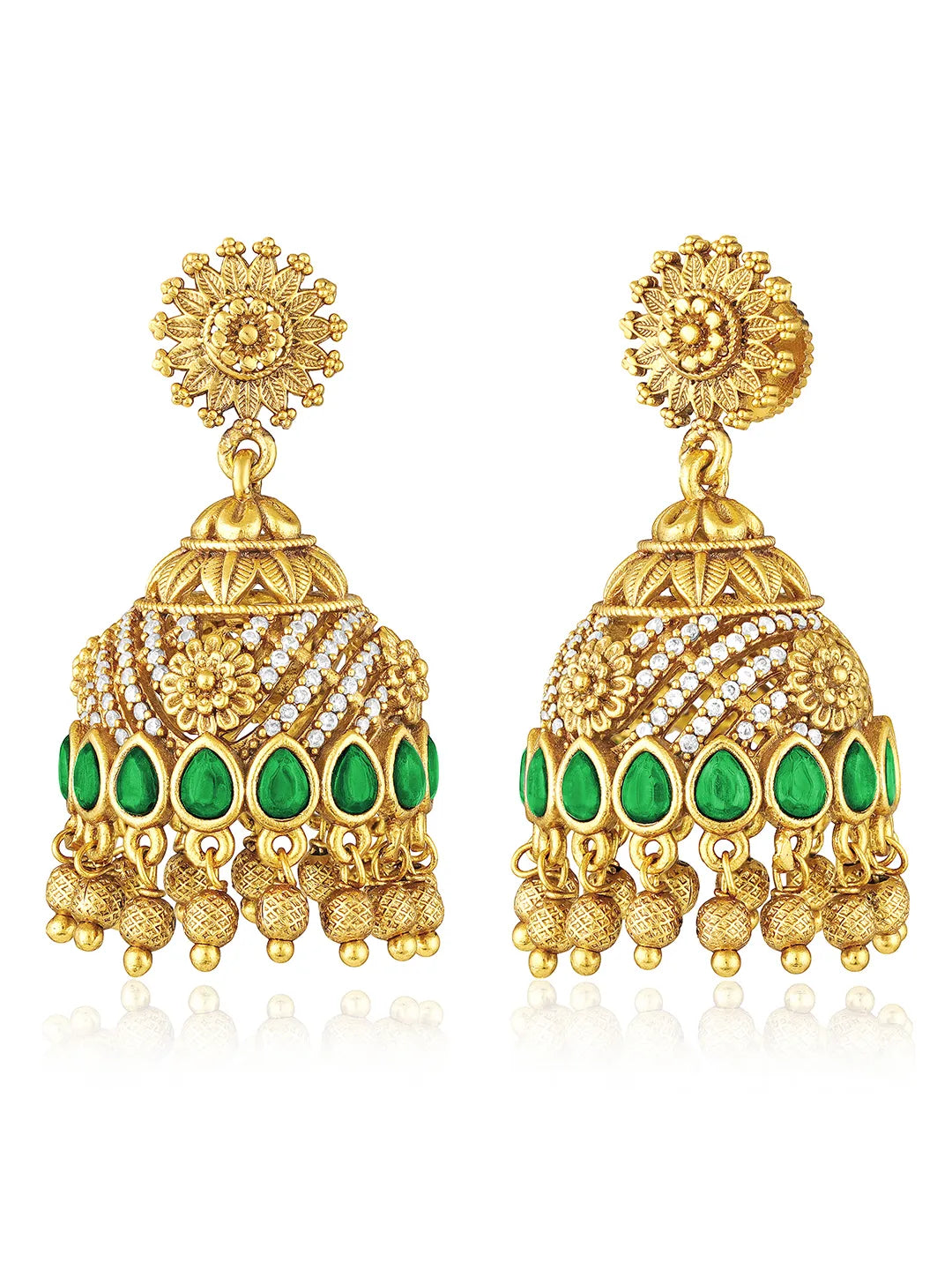 Chic Crystal Clear Kundan Jhumka Earrings
