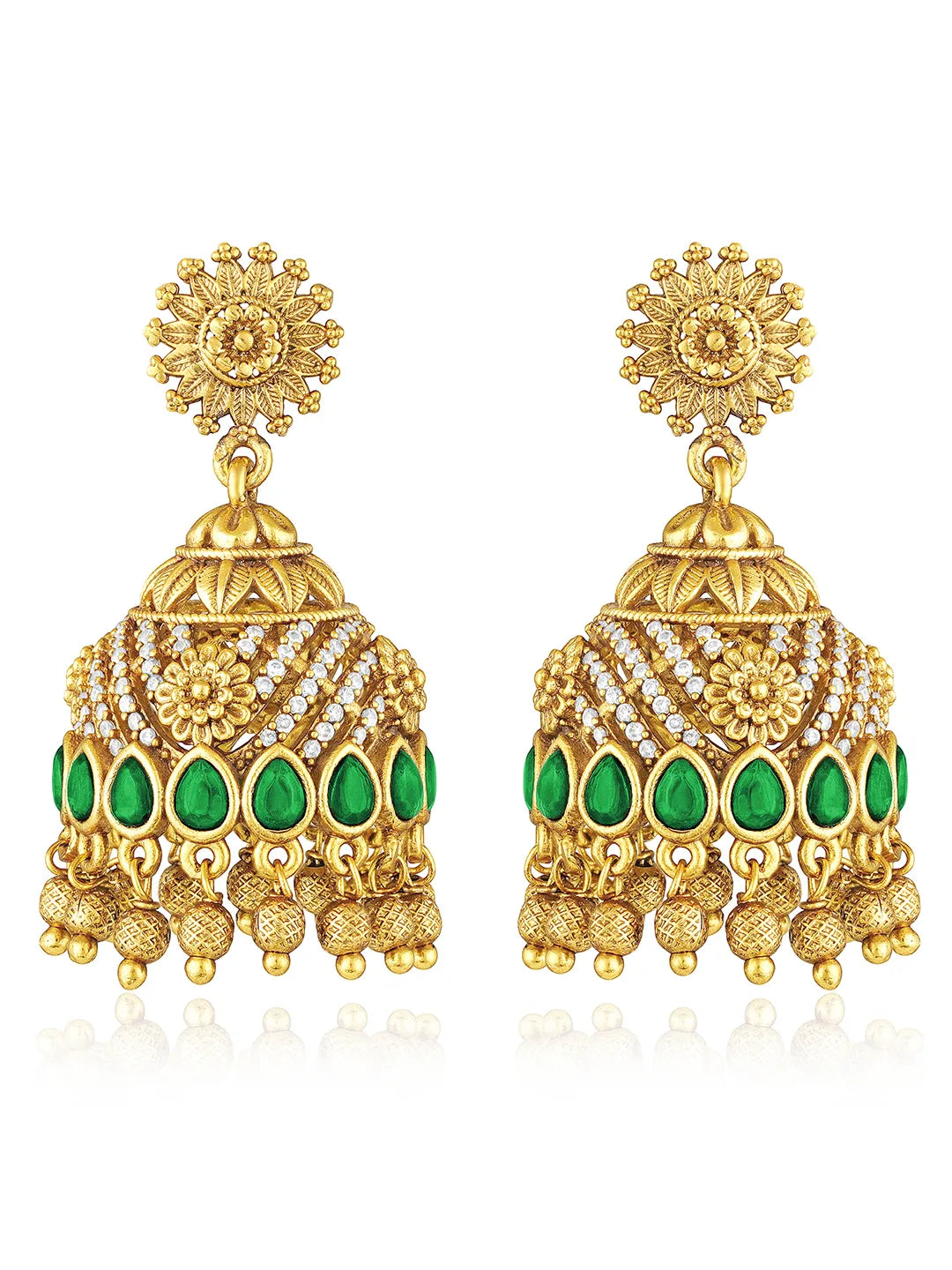 Chic Crystal Clear Kundan Jhumka Earrings