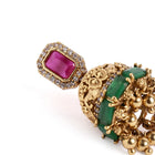 Handcrafted Polki Temple Jhumka Pair