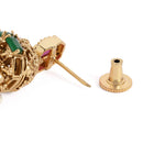 Handcrafted Polki Temple Jhumka Pair