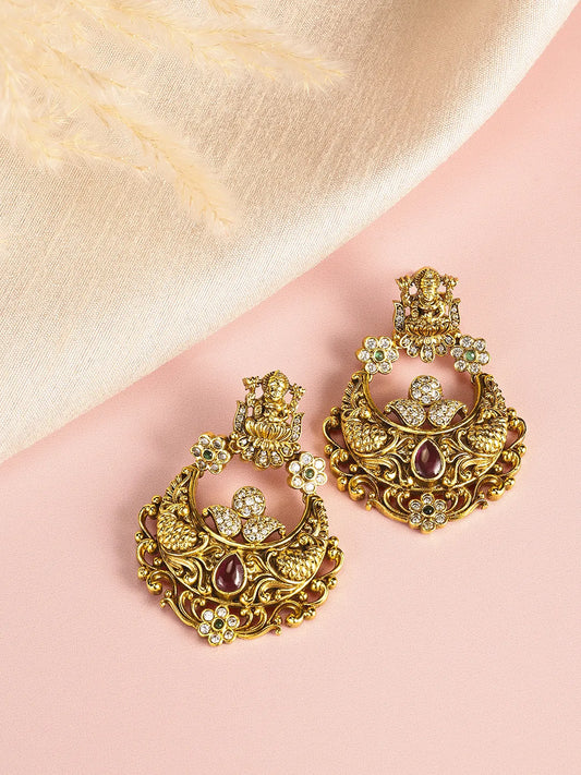 Traditional Lakshmi Motif Dangle Earrings