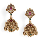 Temple Jhumkas with Faux Ruby Grace