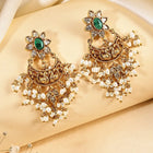 Heritage Peacock Motif Bridal Earrings - Green