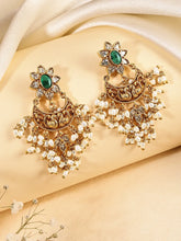 Heritage Peacock Motif Bridal Earrings - Green