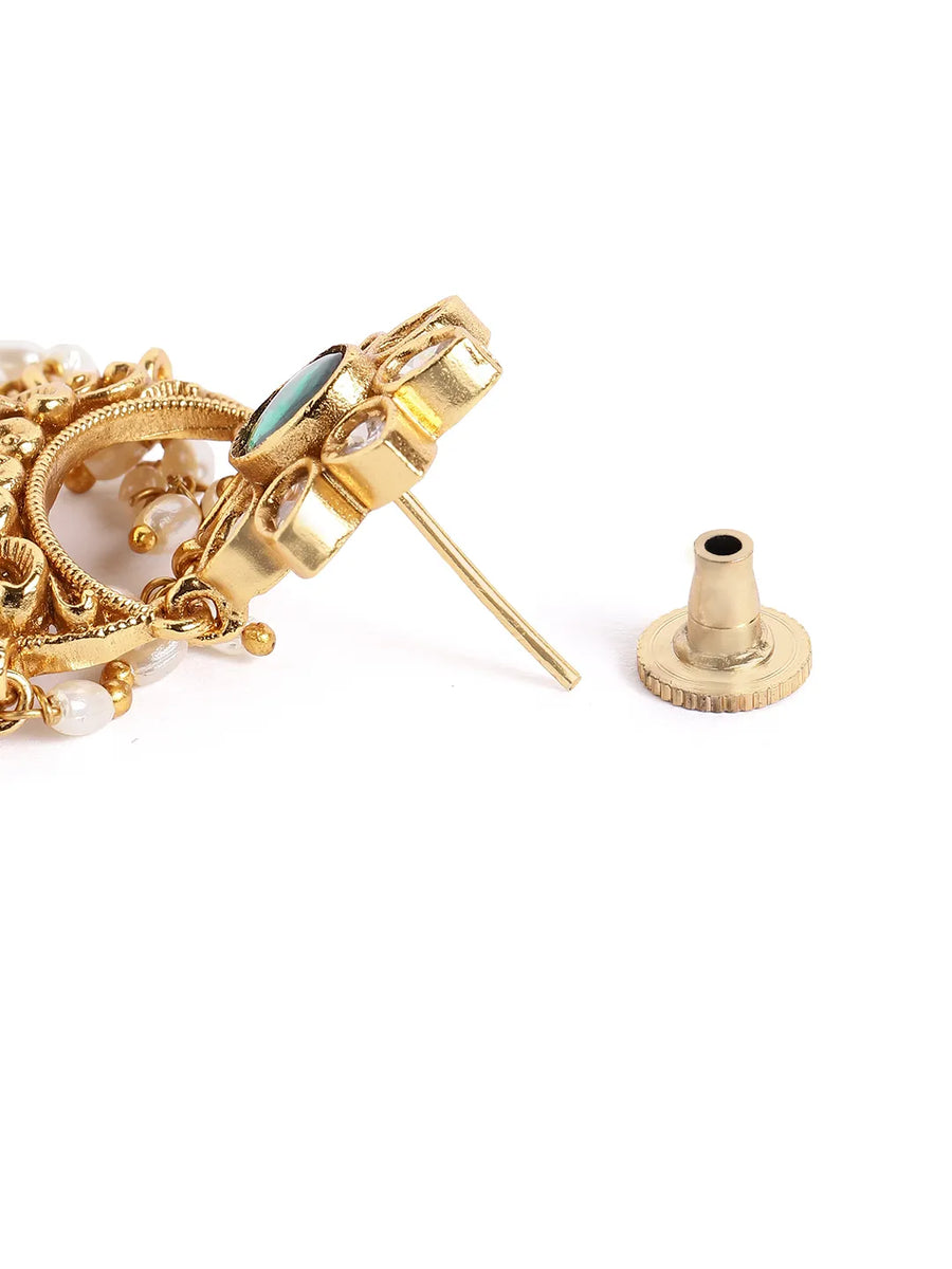 Heritage Peacock Motif Bridal Earrings - Green