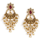 Heritage Peacock Motif Bridal Earrings - Rani Pink