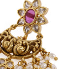 Heritage Peacock Motif Bridal Earrings - Rani Pink