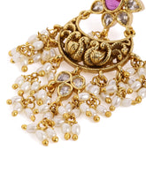 Heritage Peacock Motif Bridal Earrings - Rani Pink