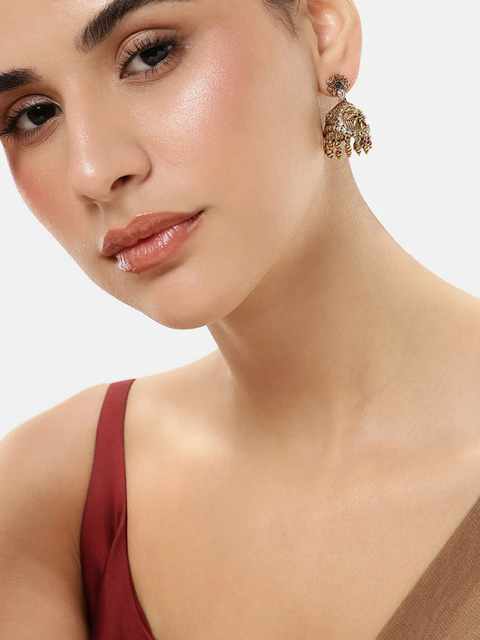 Ethnic Floral Design Jhumka Earrings