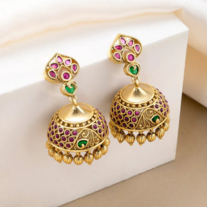 Traditional Style Golden Jhumki Earrings