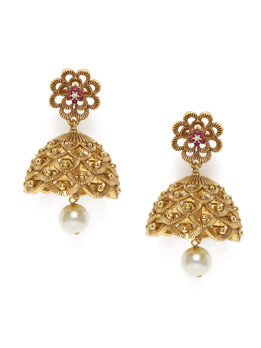 Traditional Floral Jhumka Earrings