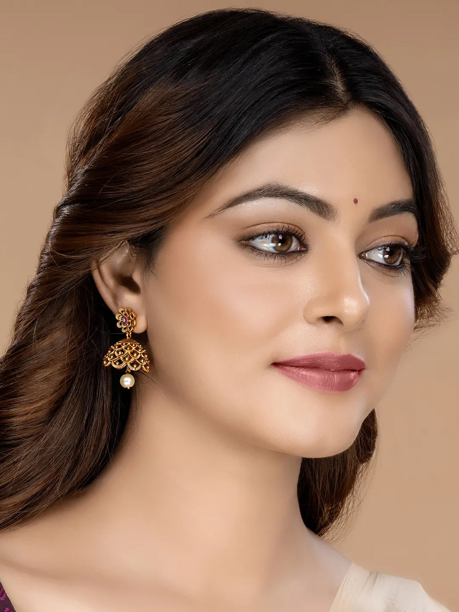 Traditional Floral Jhumka Earrings