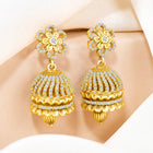 CZ Embellished Floral Jhumka Pair
