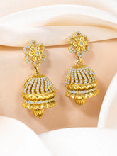CZ Embellished Floral Jhumka Pair