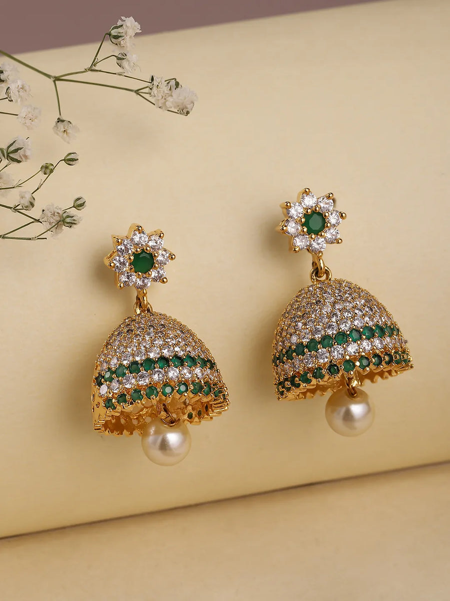 Feminine Glow Crystal Studded Jhumka
