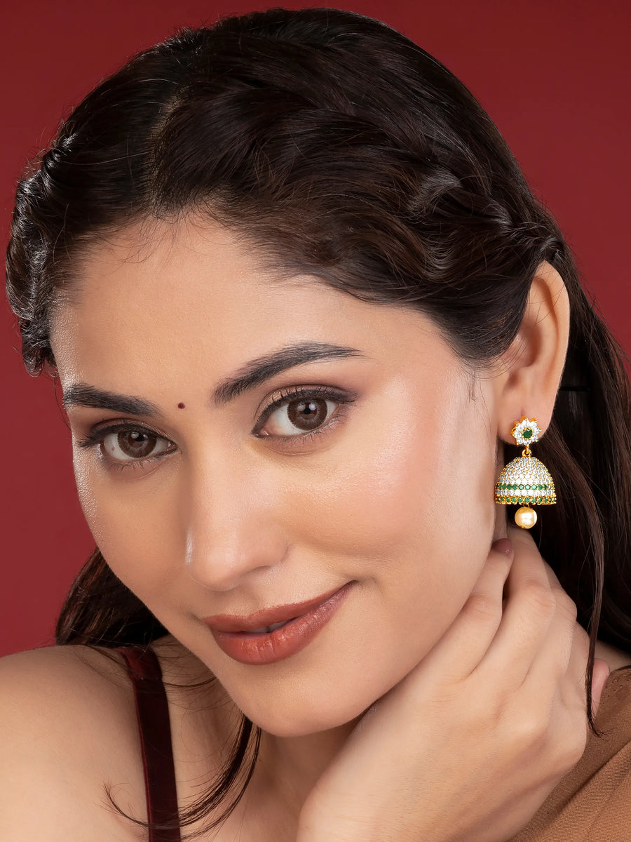 Feminine Glow Crystal Studded Jhumka