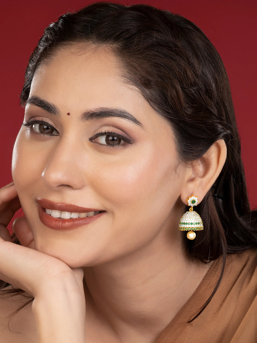 Feminine Glow Crystal Studded Jhumka