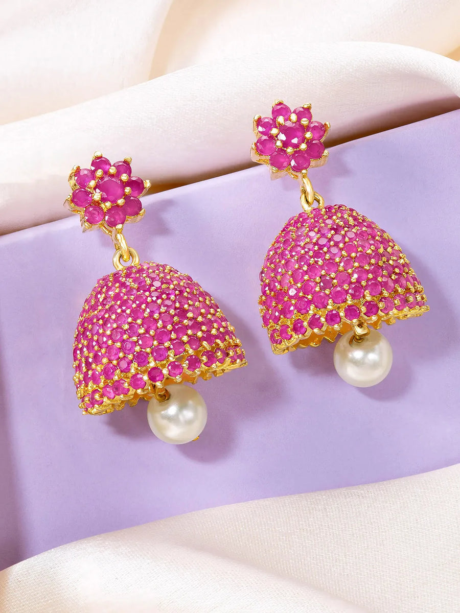 Feminine Glow Crystal Stud Jhumka