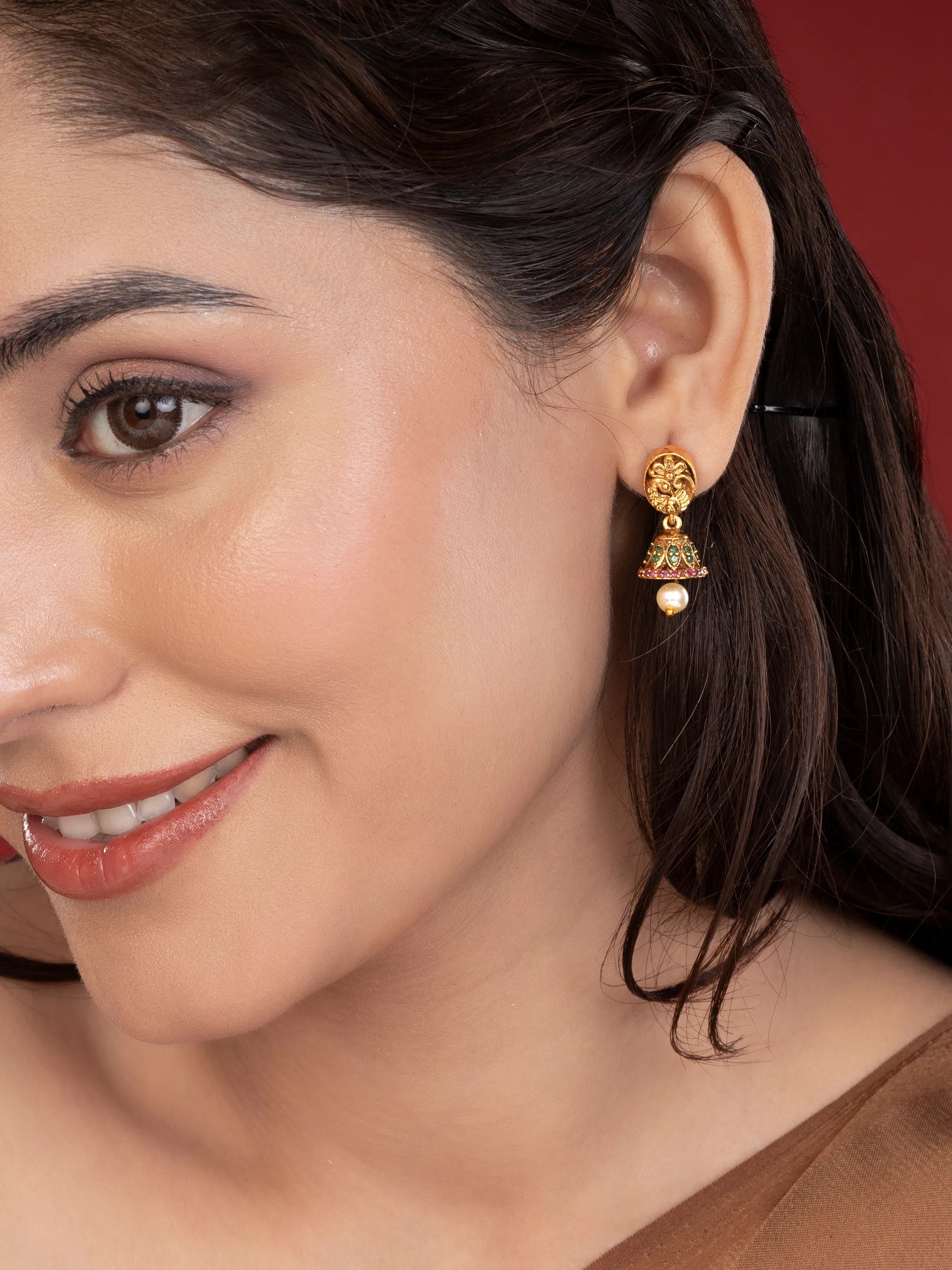 Ethnic Pearl Drop Jhumka Earrings