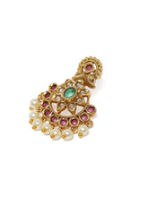 Floral Pearl & Faux Ruby Drop Earrings