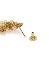 Floral Pearl & Faux Ruby Drop Earrings