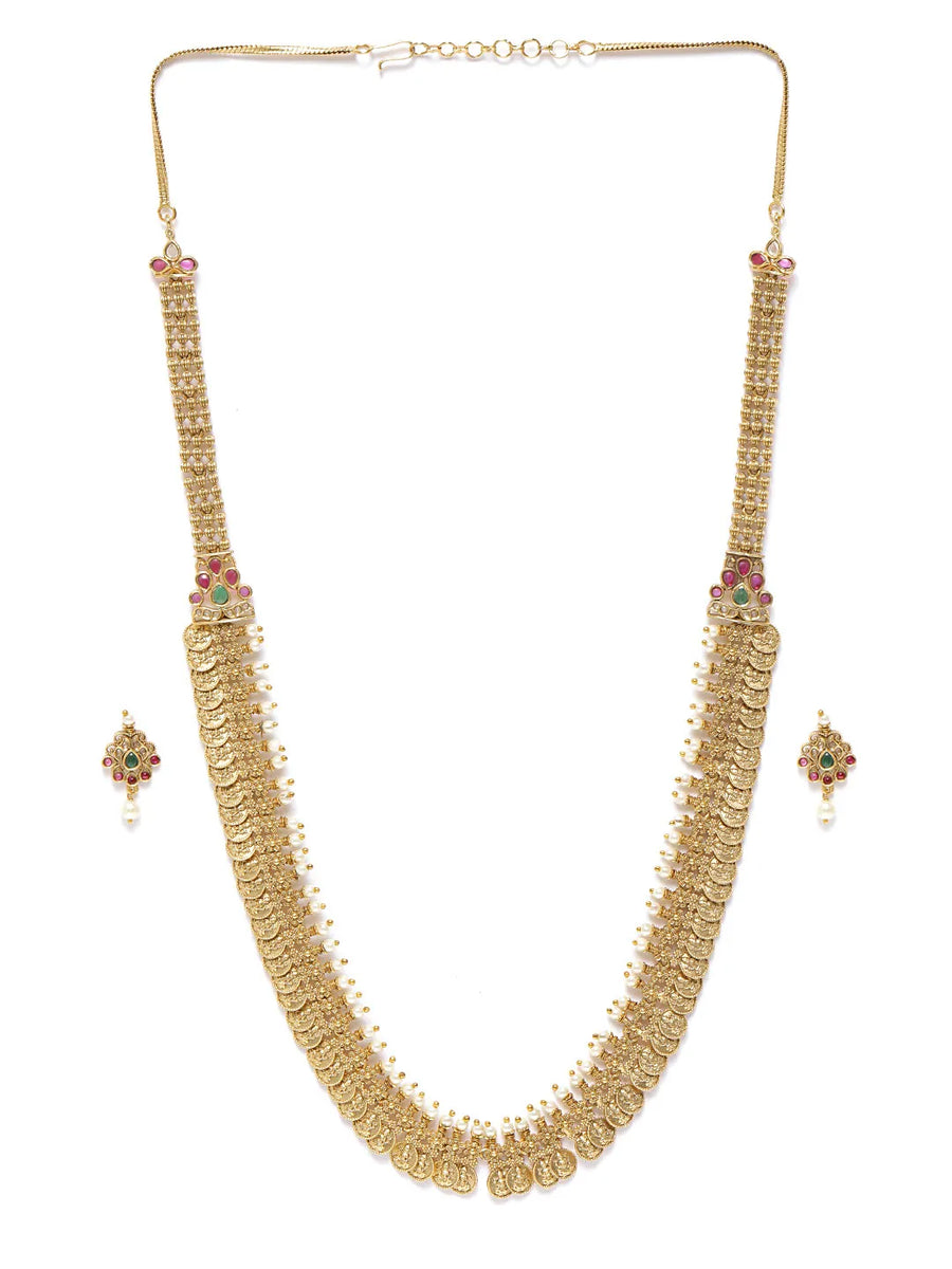 Laxmi Coin & Pearl Accent Necklace Set