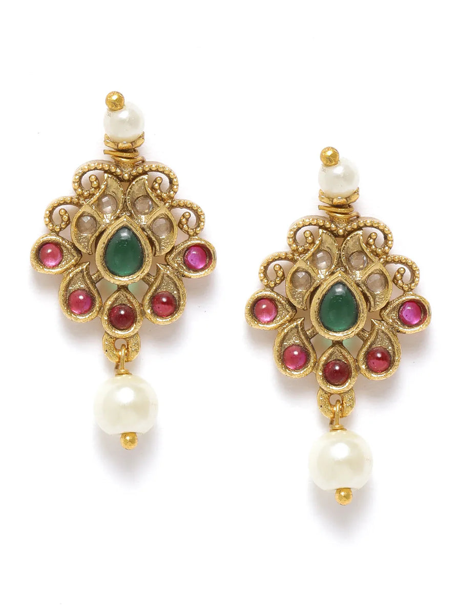 Laxmi Coin & Pearl Accent Necklace Set