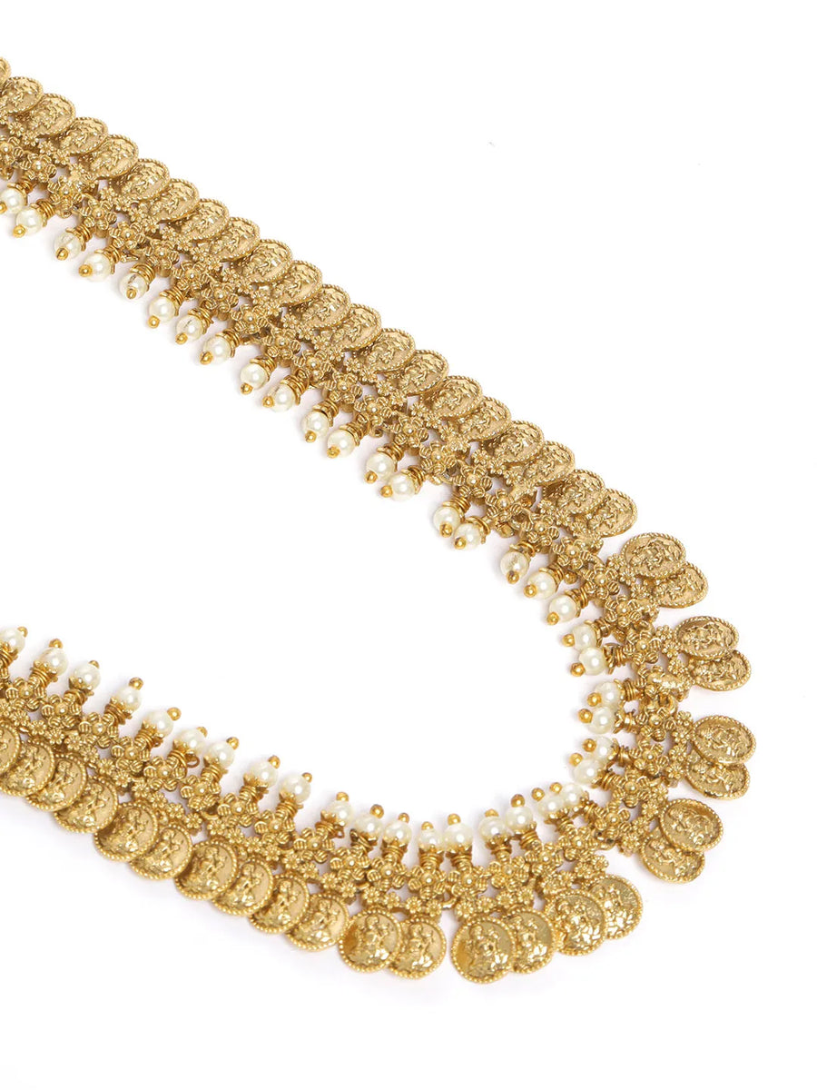 Laxmi Coin & Pearl Accent Necklace Set