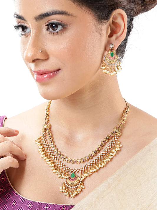 Faux Kundan Lariya Studded Necklace Set