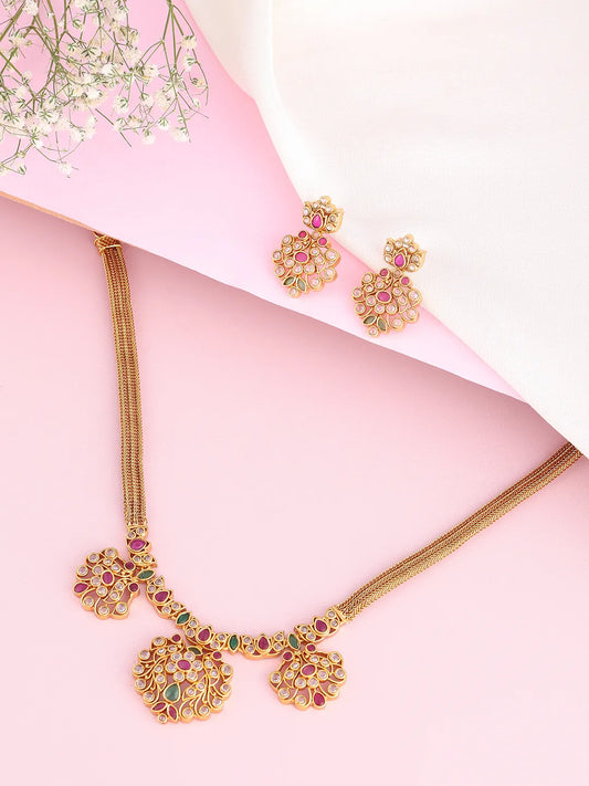 Kundan Studded Drop Necklace Set