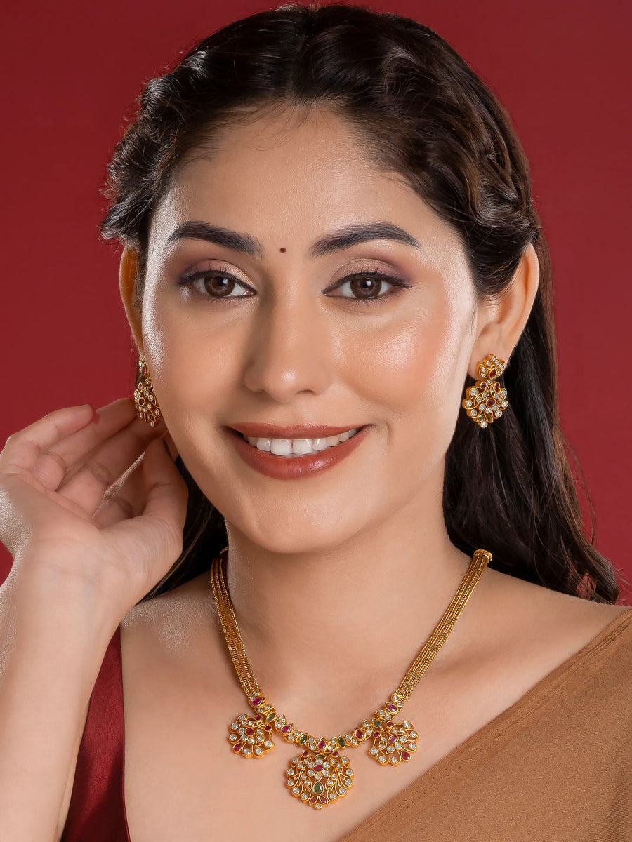 Kundan Studded Drop Necklace Set