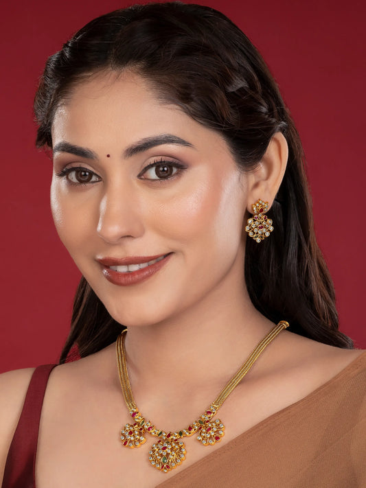 Kundan Studded Drop Necklace Set