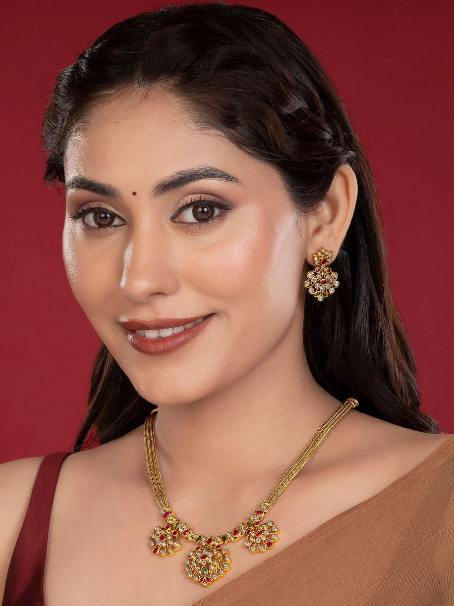 Kundan Studded Drop Necklace Set