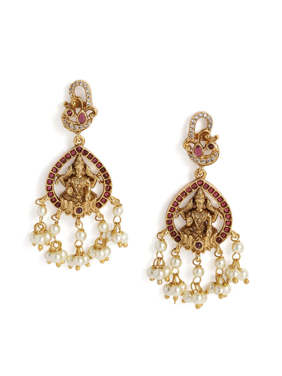 Ethnic Lakshmi Motif Pearl Necklace Set