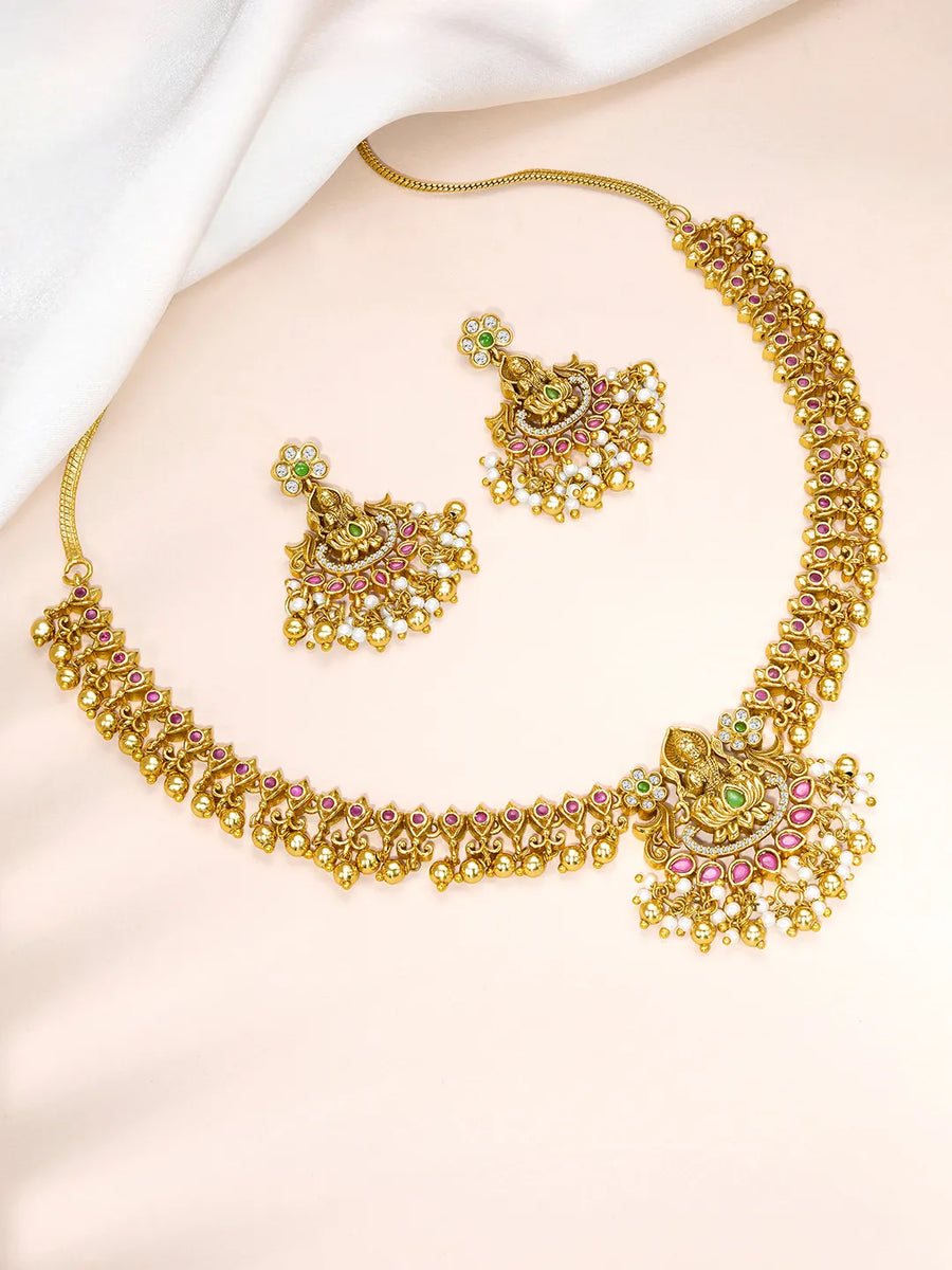 Laxmi Motif Traditional Necklace Set